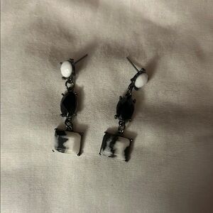 Elegant Black and White Dangle Earrings